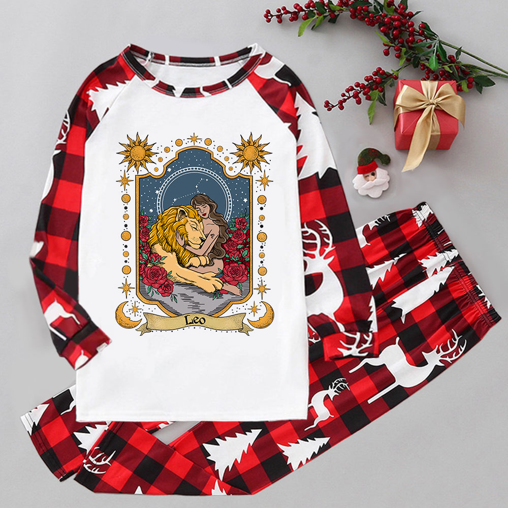Purplehecate Leo Zodiac Elk Christmas Pajamas