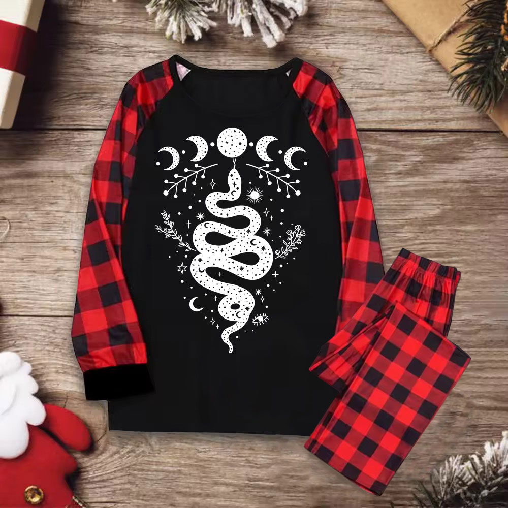 Purplehecate Snake And Moon Phase Comfort Christmas Pajamas