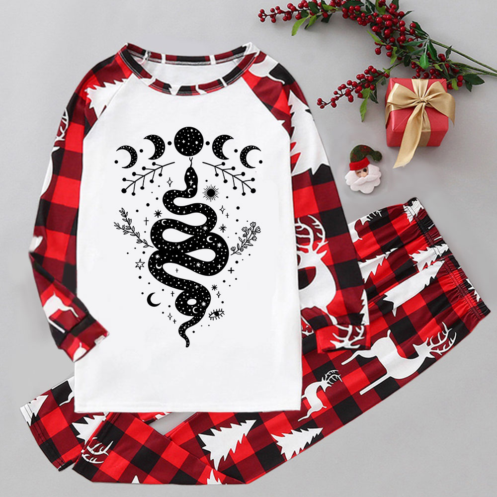 Purplehecate Snake And Moon Phase Comfort Elk Christmas Pajamas