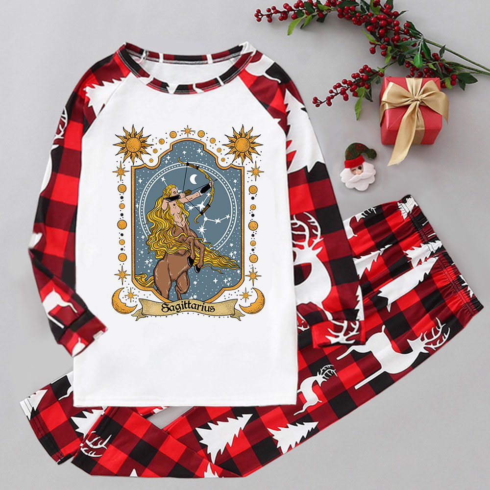 Purplehecate Sagittarius Zodiac Elk Christmas Pajamas