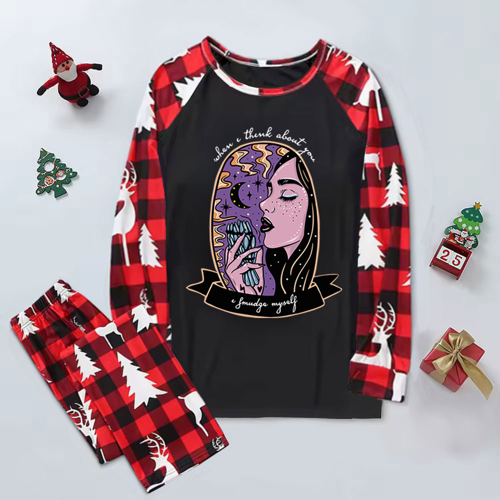 Purplehecate When I Think About You Elk Christmas Pajamas