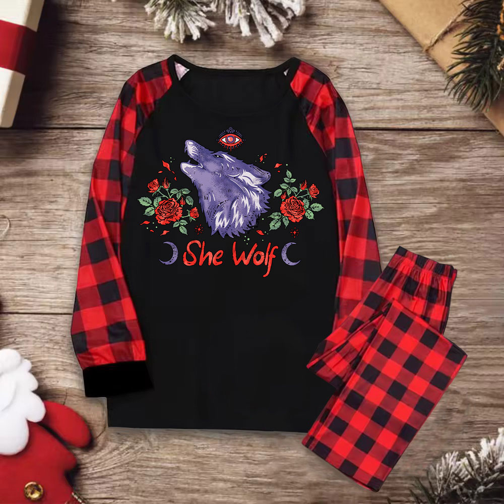 Purplehecate Moon Wolf Christmas Pajamas