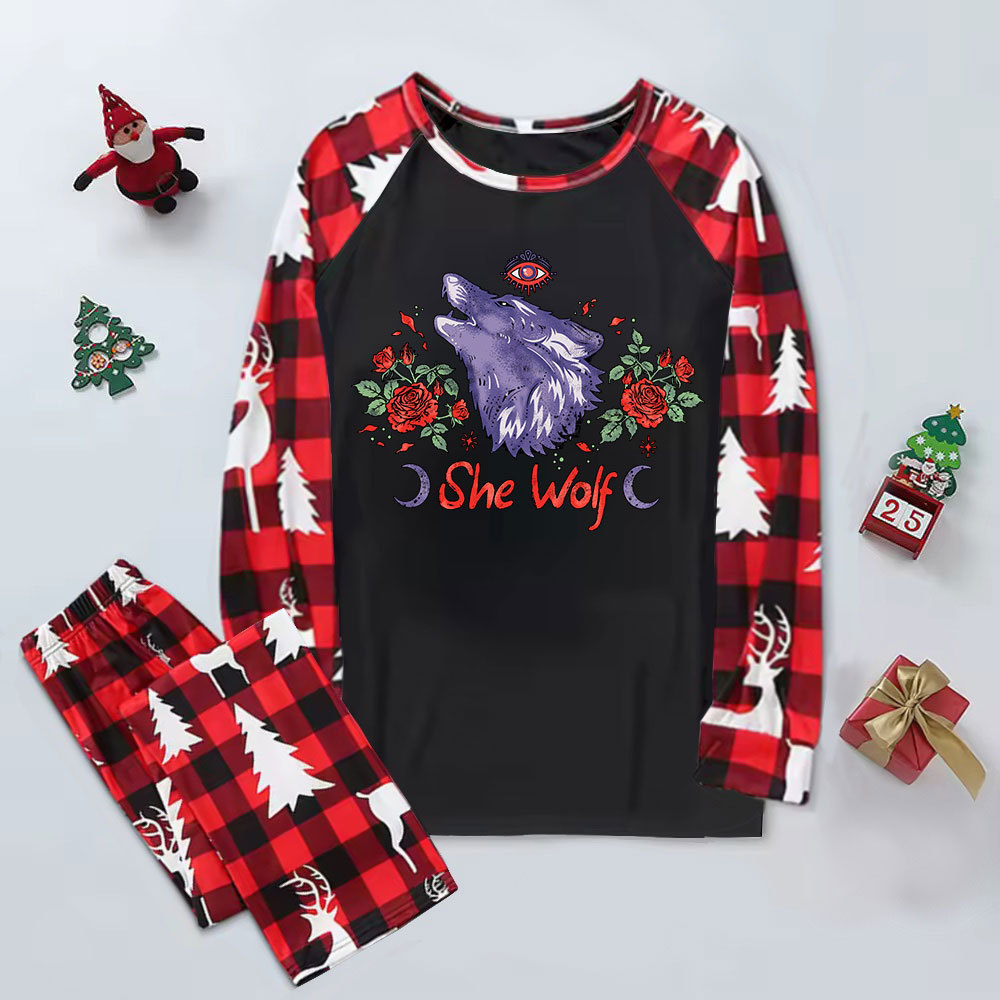 Purplehecate Moon Wolf Elk Christmas Pajamas