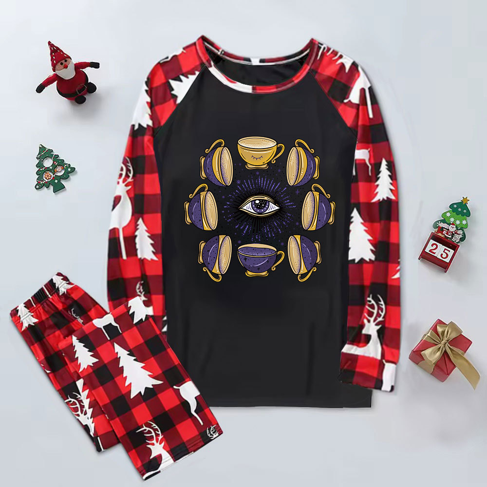 Purplehecate Moon Phase Coffee Lover Elk Christmas Pajamas