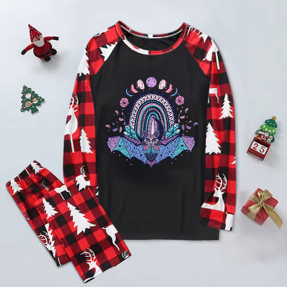 Purplehecate Moon Phase Bat Elk Christmas Pajamas