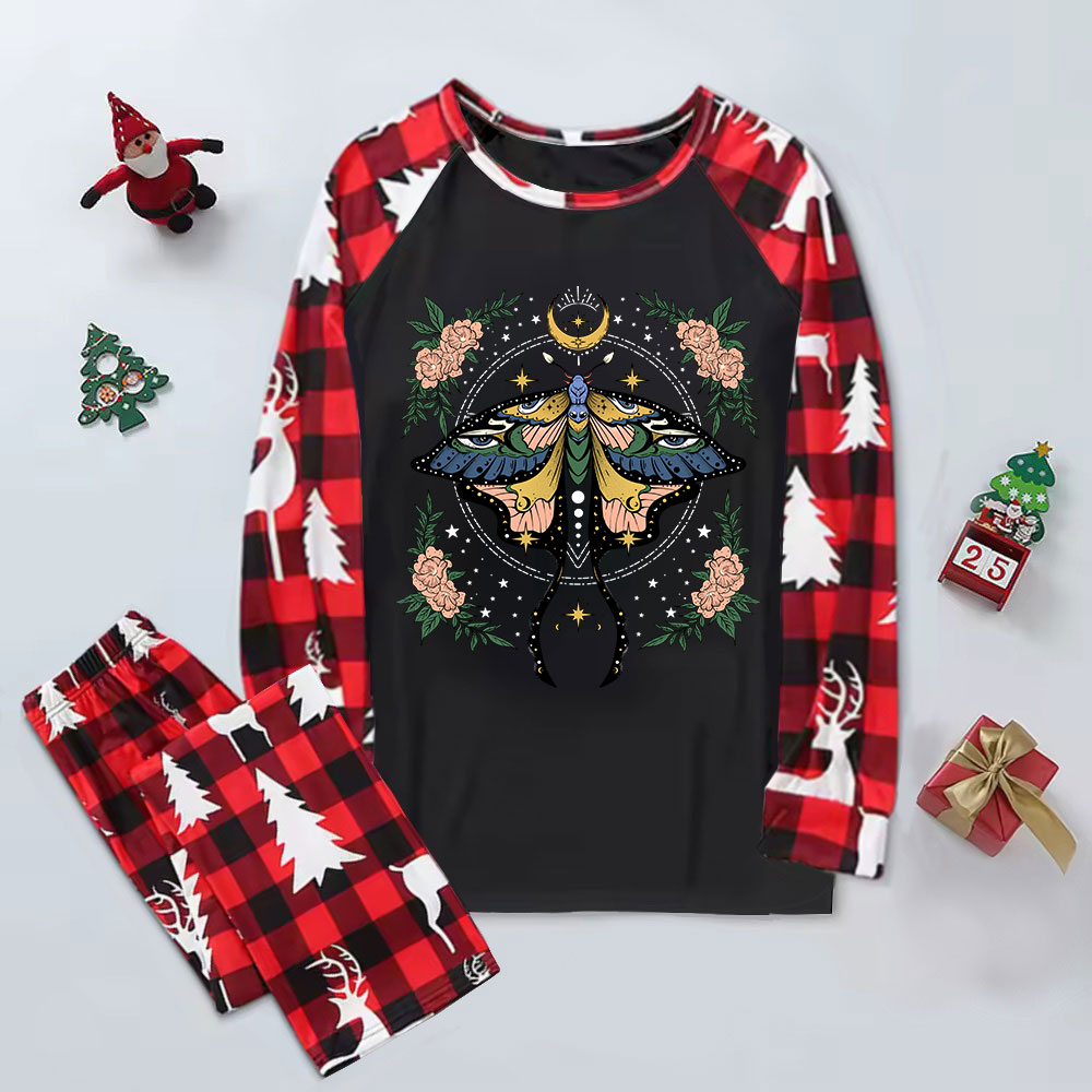 Purplehecate Mystical Moth Elk Christmas Pajamas