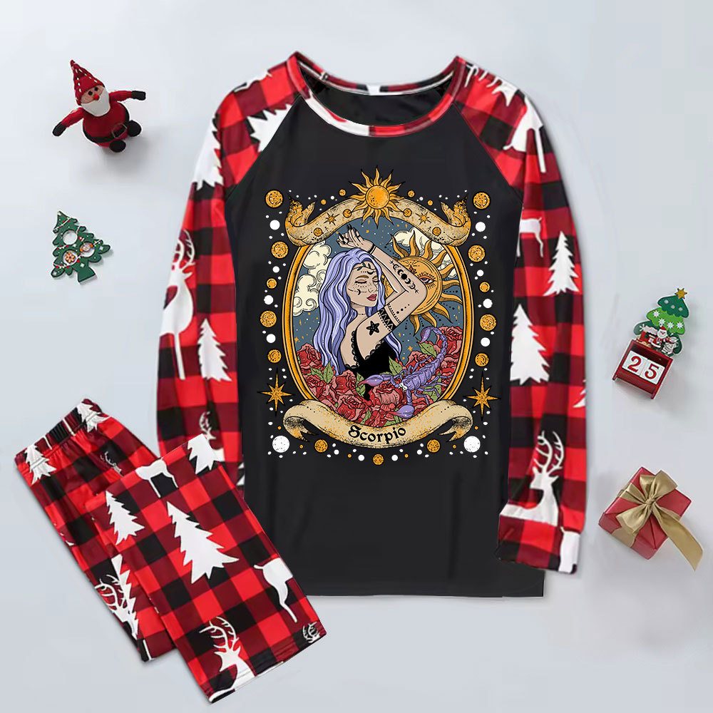 Purplehecate Scorpio Radiance Zodiac Elk Christmas Pajamas