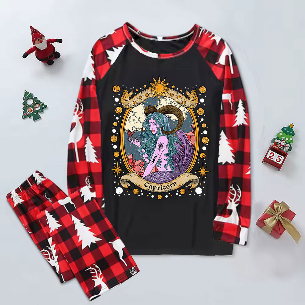 Purplehecate Capricorn Radiance Zodiac Elk Christmas Pajamas