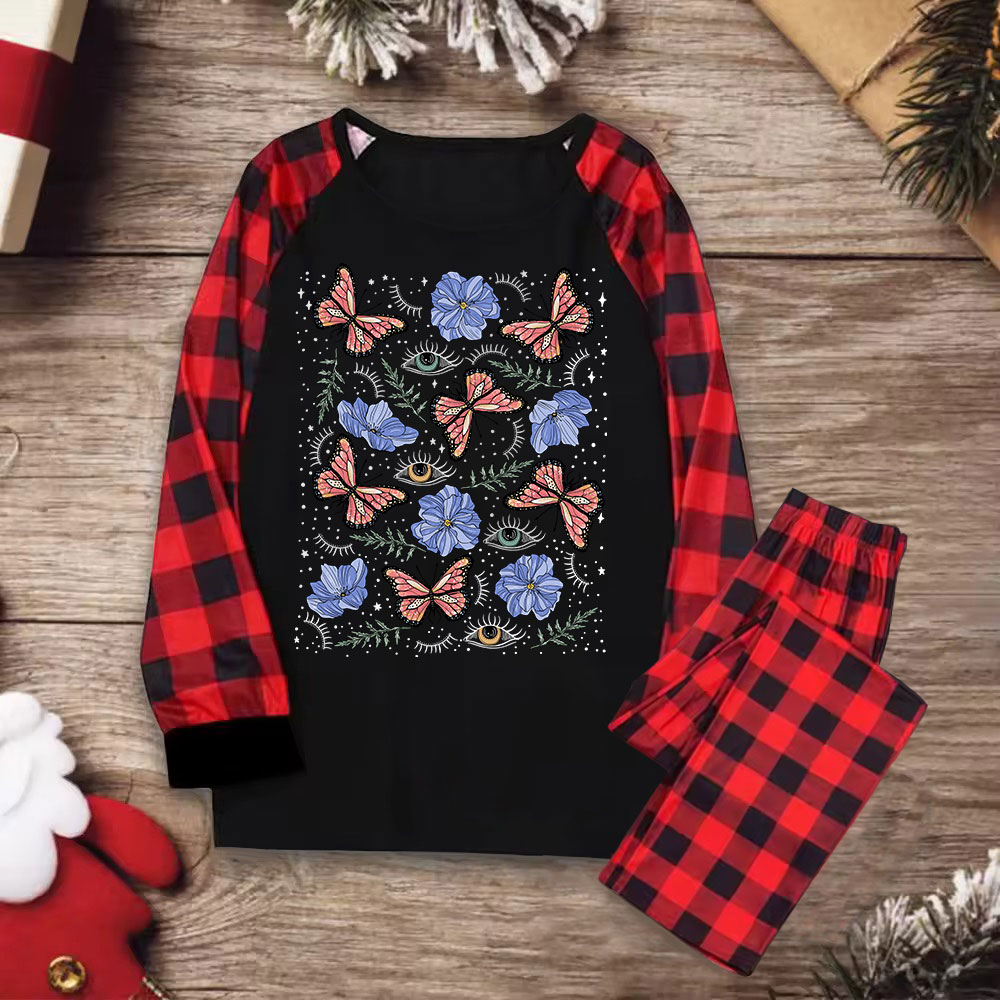 Purplehecate Butterfly Floral Christmas Pajamas