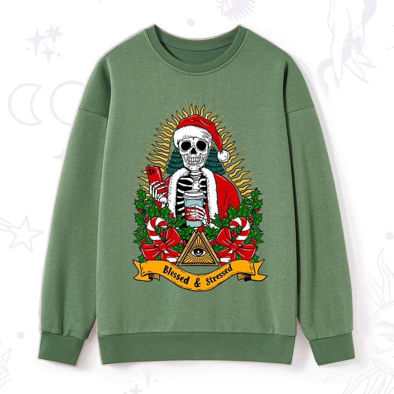 Purplehecate Christmas Blessed And Stressed Sweatshirt