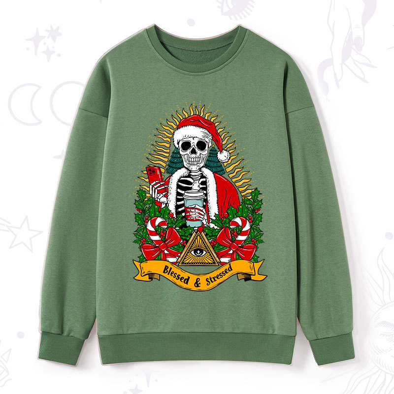Purplehecate Christmas Blessed And Stressed Sweatshirt