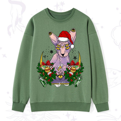 Purplehecate Christmas Moon Phase Cat Sweatshirt