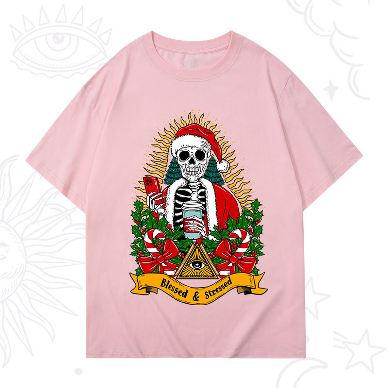 Purplehecate Christmas Blessed And Stressed T-Shirt