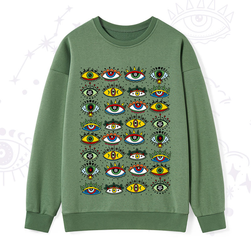 Purplehecate Christmas Evil Eye Pattern Sweatshirt