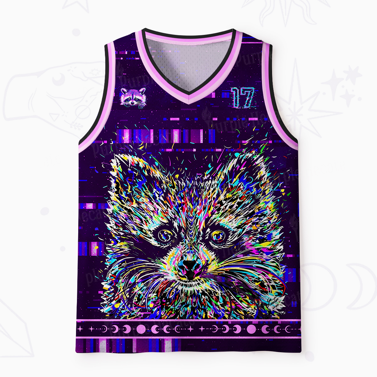 Purplehecate Neon Punk Raccoon Mesh Jersey Tank Top