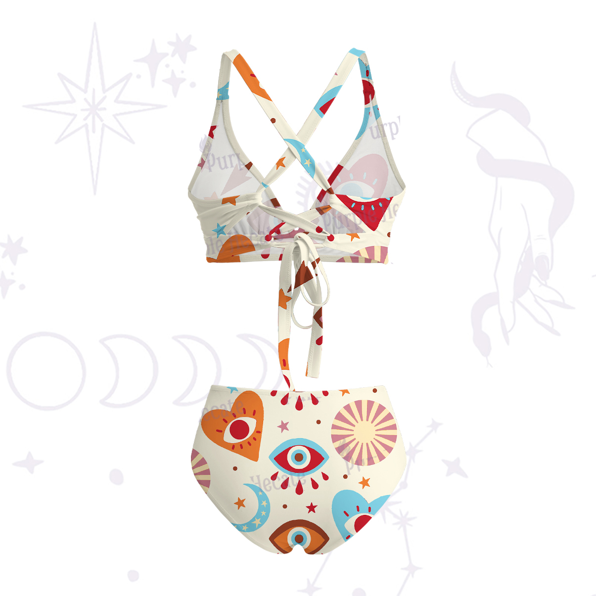 Purplehecate The Enchanted Eye of Love Crisscross Tie-Back Bikini Set