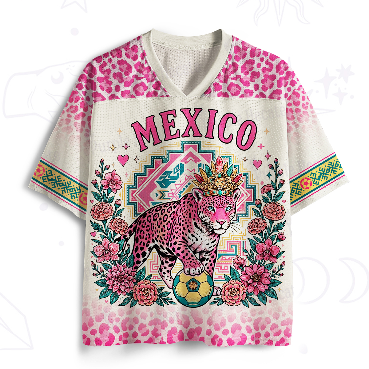 Purplehecate Pink Jaguar Mexico Soccer Mesh Jersey