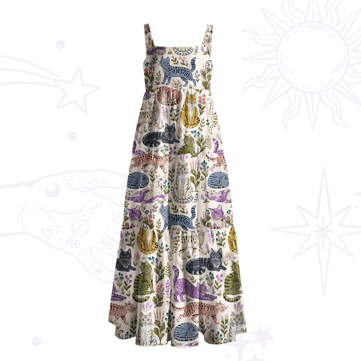Purplehecate Pride Rainbow Spiritual Chakra Sun Wide Straps Maxi Dress
