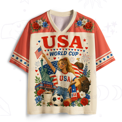 Purplehecate Floral USA Freedom Football Mesh Jersey