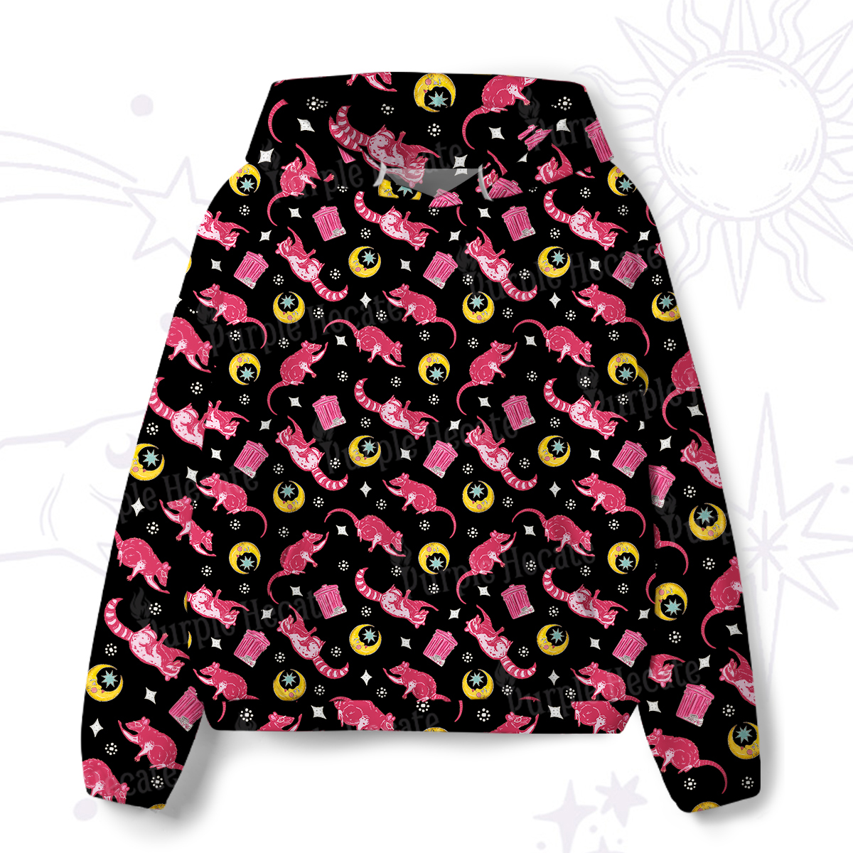 Purplehecate Midnight Raccoon Bandits All-Over Print Hoodie