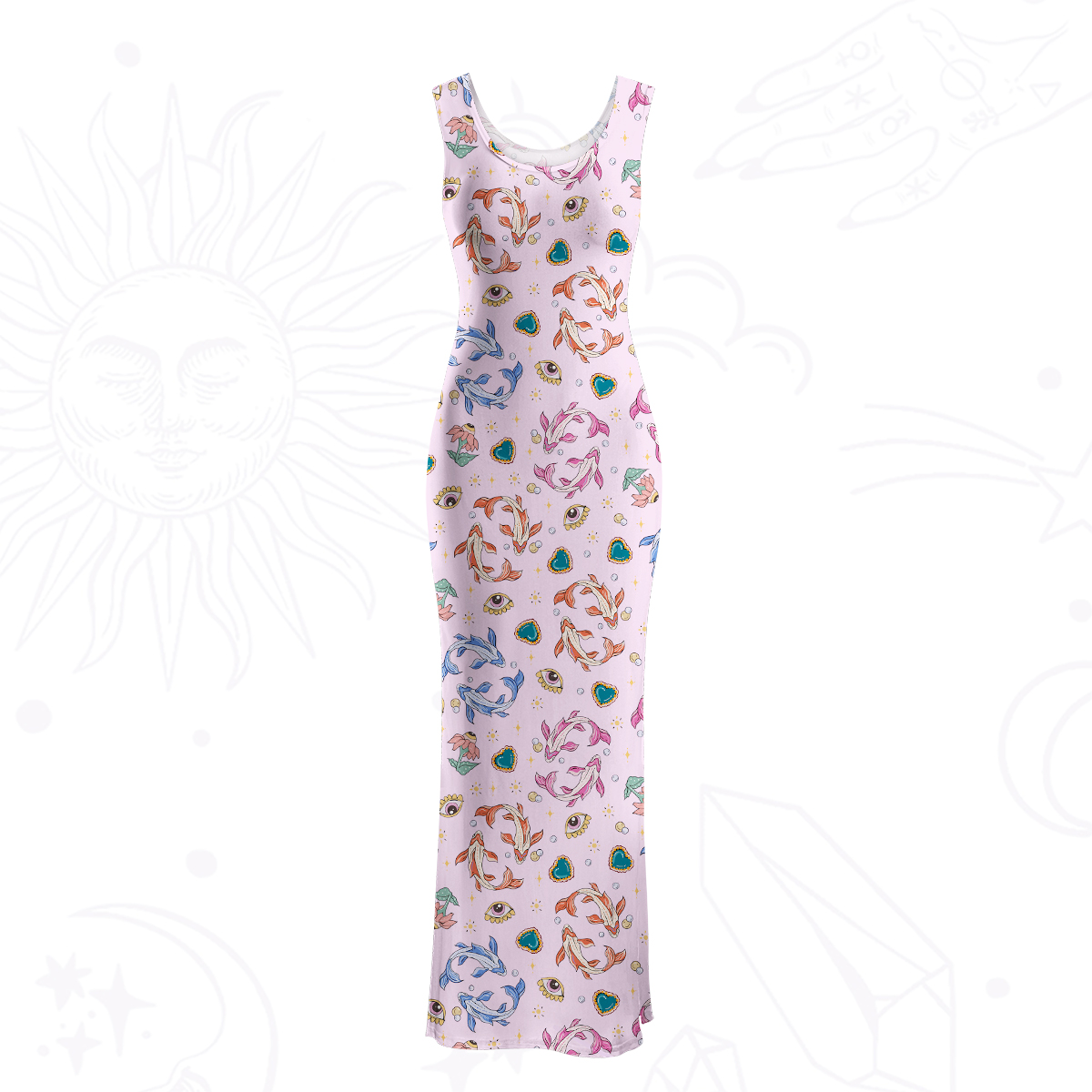 Purplehecate Pisces Spirit Zodiac Maxi Tank Beachwear Dress