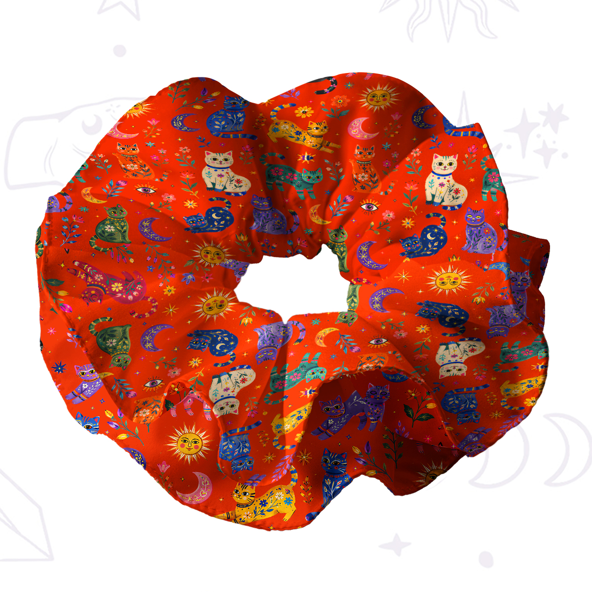 Purplehecate Rainbow Magic Cats Double Layer Scrunchie