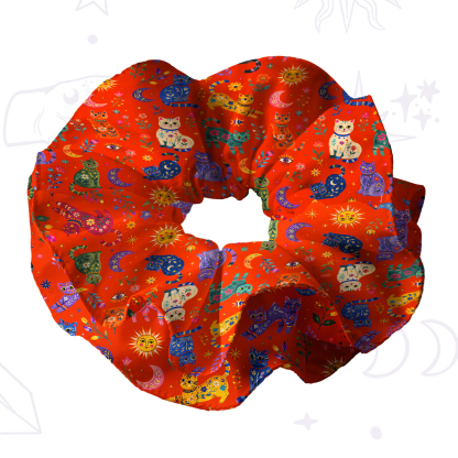 Purplehecate Rainbow Magic Cats Double Layer Scrunchie