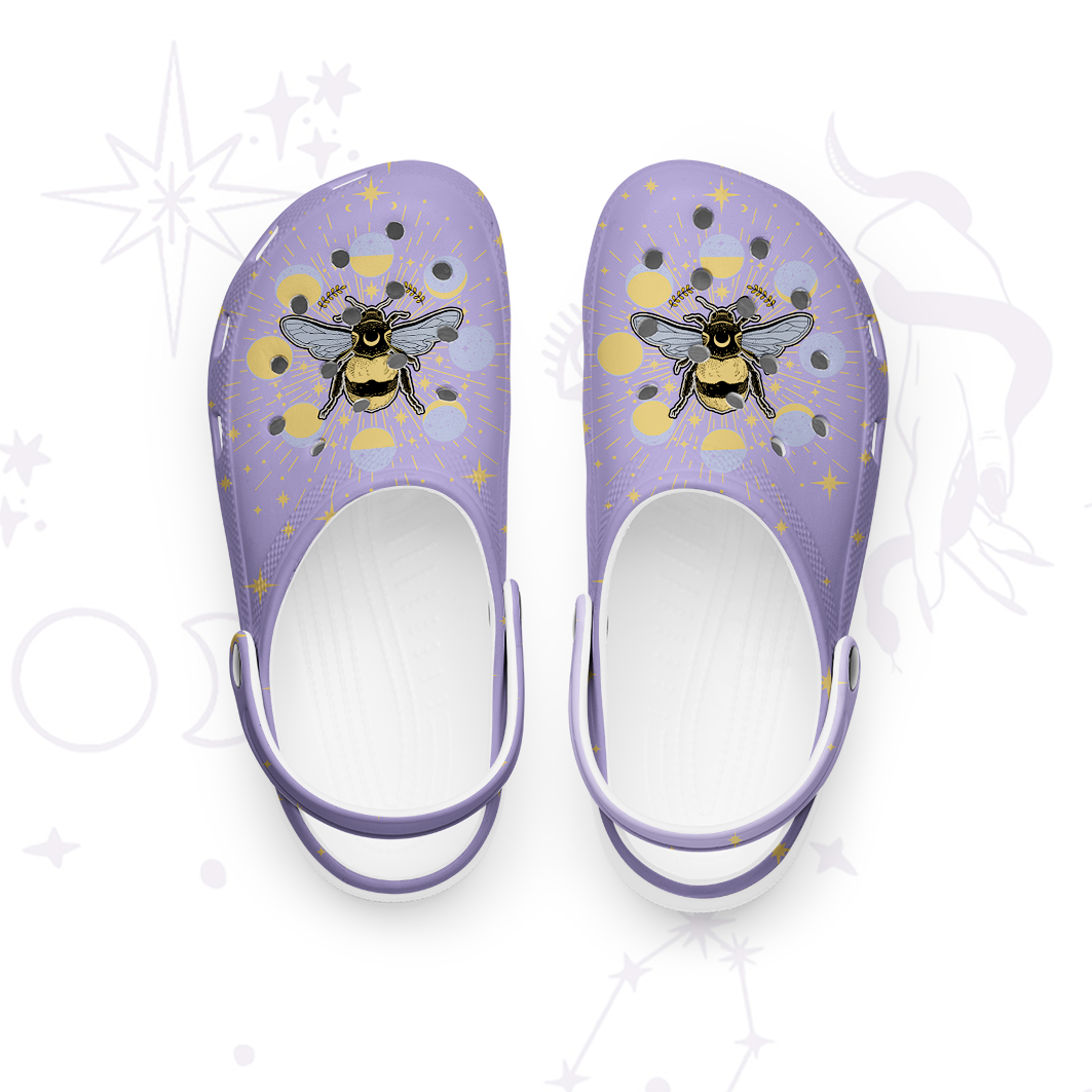 Purplehecate Phases of the Moon Bee Rubber Clogs
