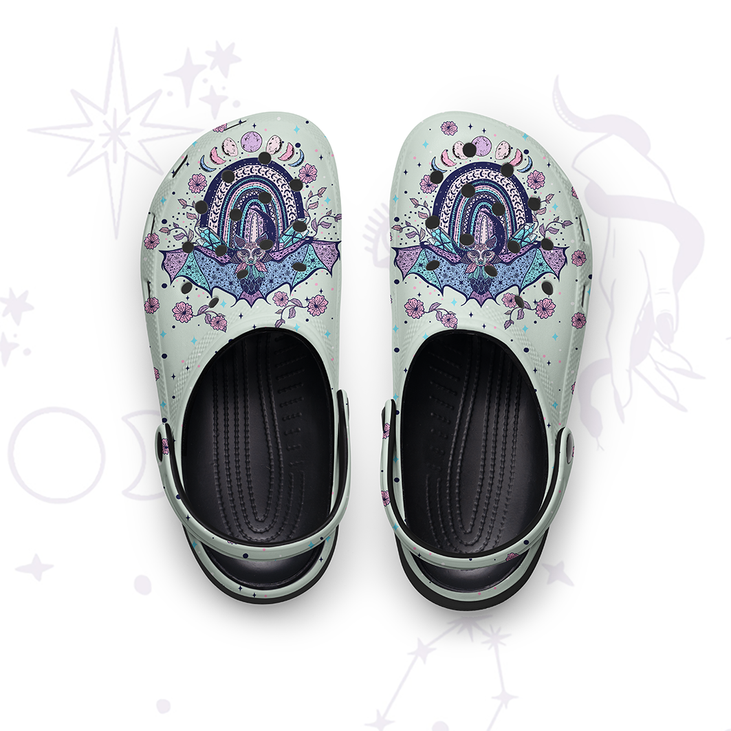 Purplehecate Moon Phase Bat Rubber Clogs