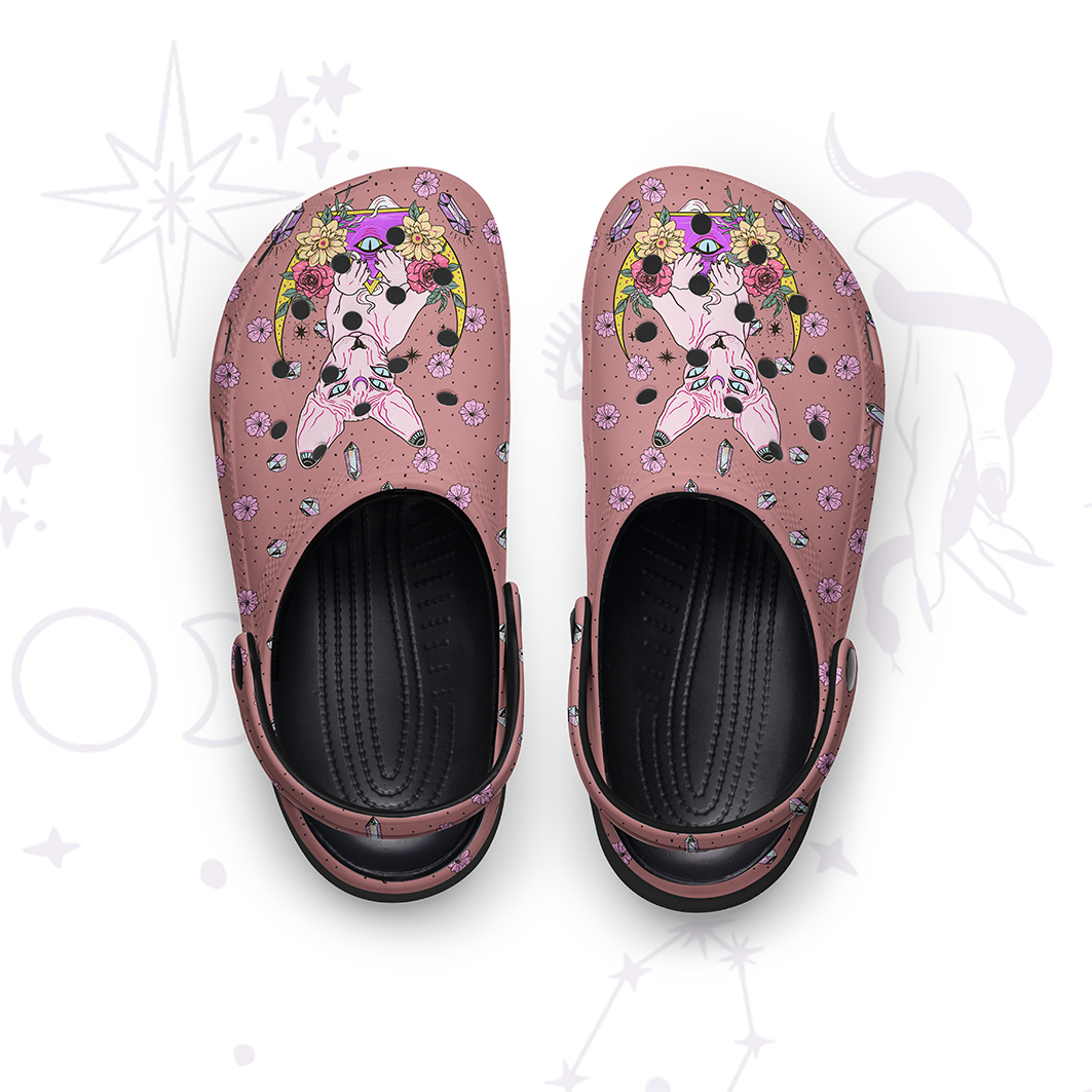 Purplehecate Moon Phase Cat Rubber Clogs