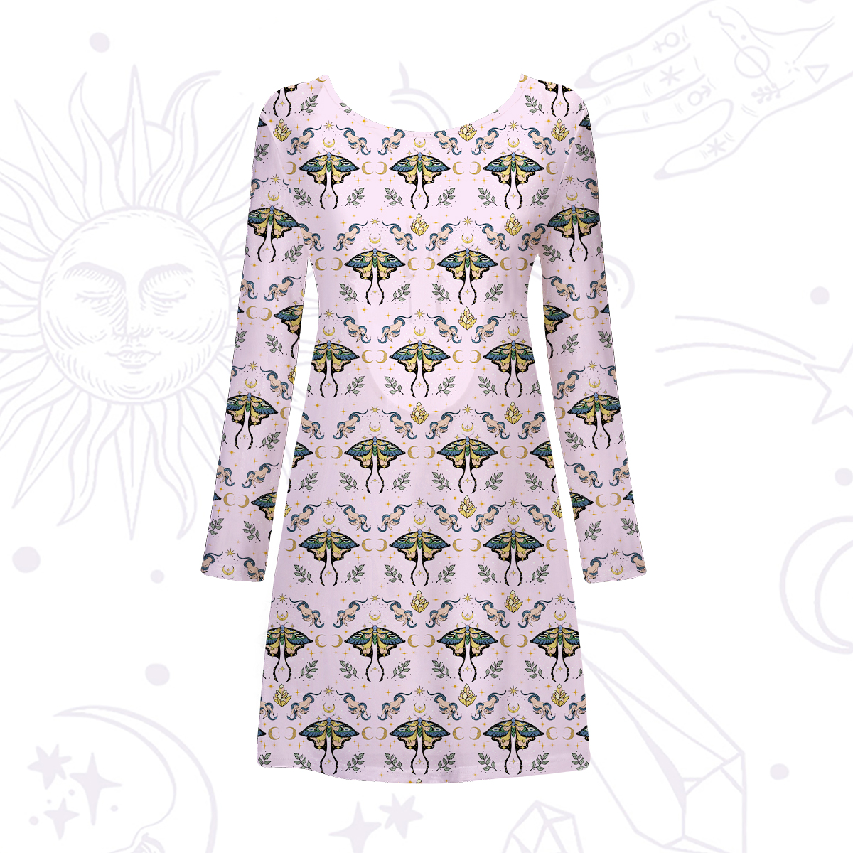 Purplehecate Mystical Moth Beachwear Cover-Up Dress