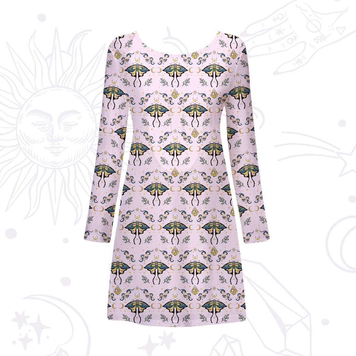 Purplehecate Mystical Moth Beachwear Cover-Up Dress