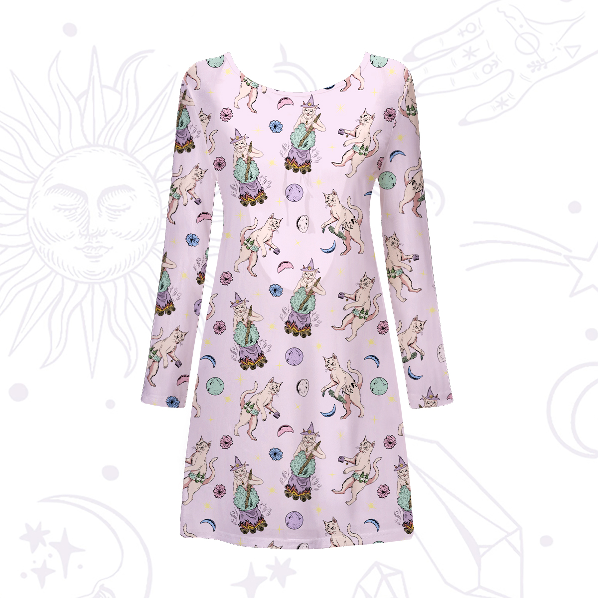 Purplehecate Cat Coven Beachwear Cover-Up Dress