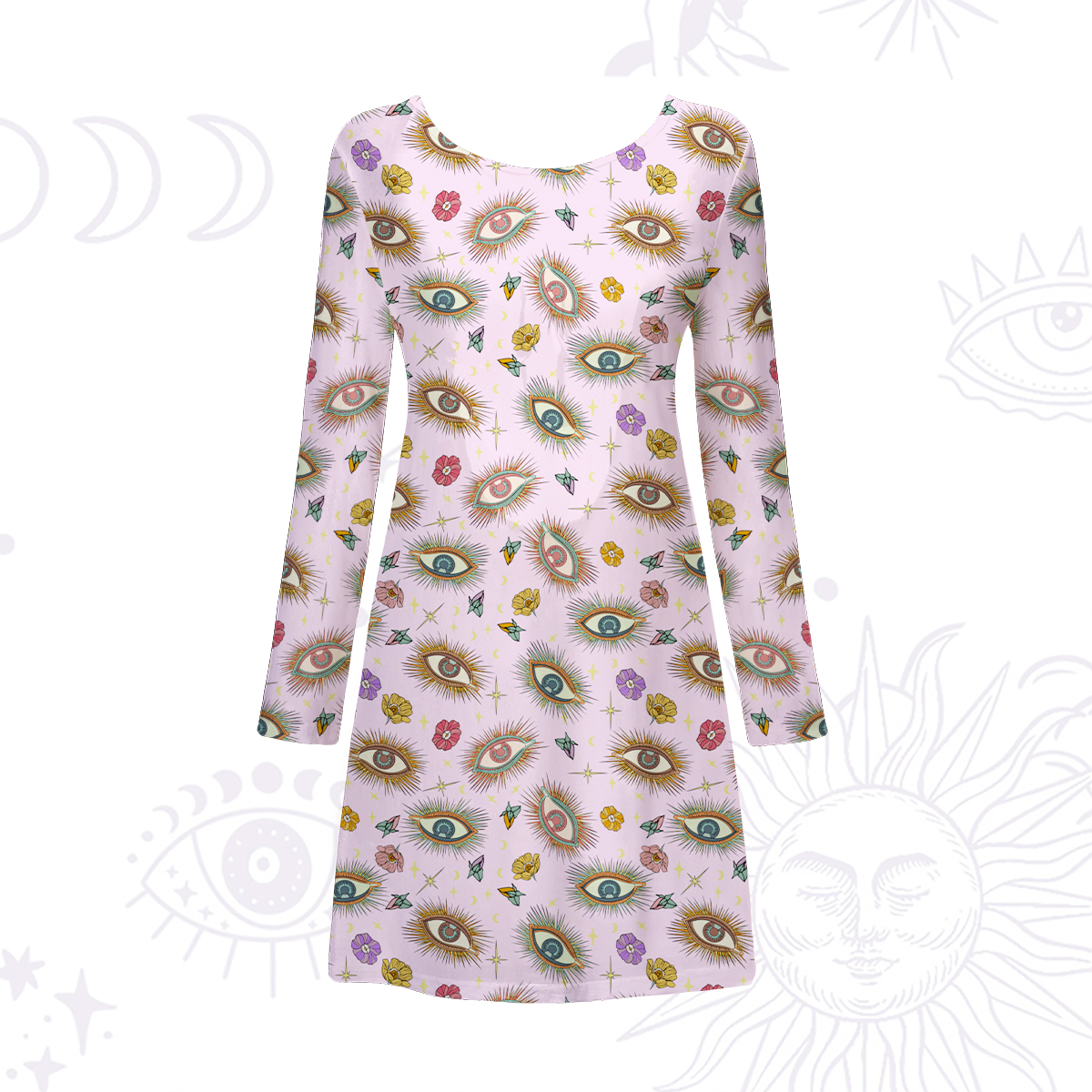 Purplehecate Evil Eye Pattern Beachwear Cover-Up Dress