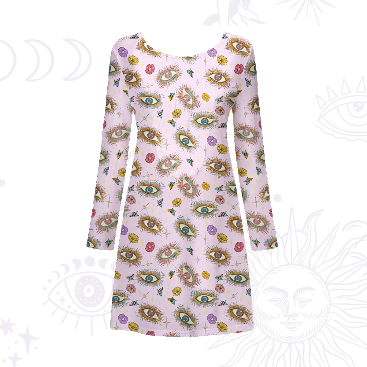 Purplehecate Evil Eye Pattern Beachwear Cover-Up Dress