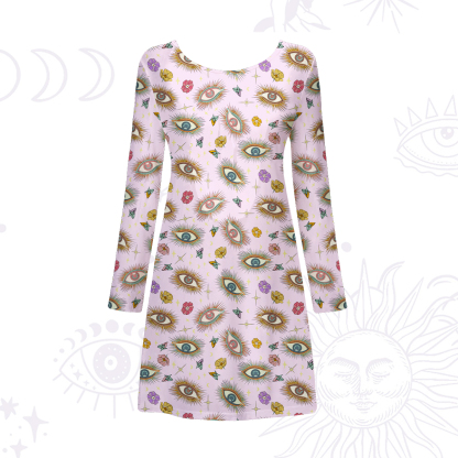 Purplehecate Evil Eye Pattern Beachwear Cover-Up Dress