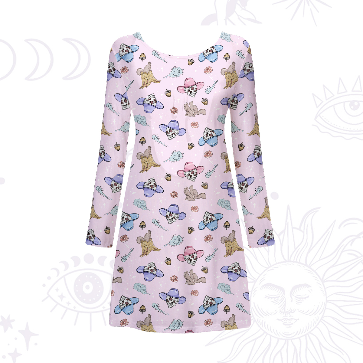 Purplehecate Magical Cowboy Skull Beachwear Cover-Up Dress