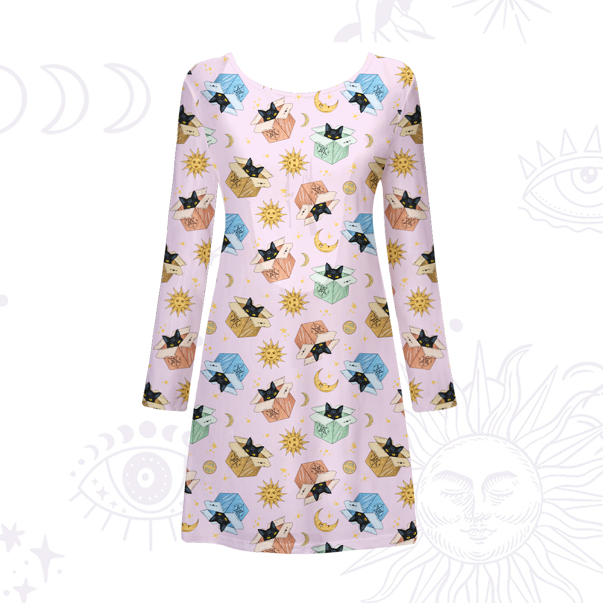 Purplehecate Magical Black Cat Beachwear Cover-Up Dress