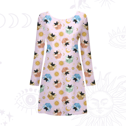 Purplehecate Magical Black Cat Beachwear Cover-Up Dress