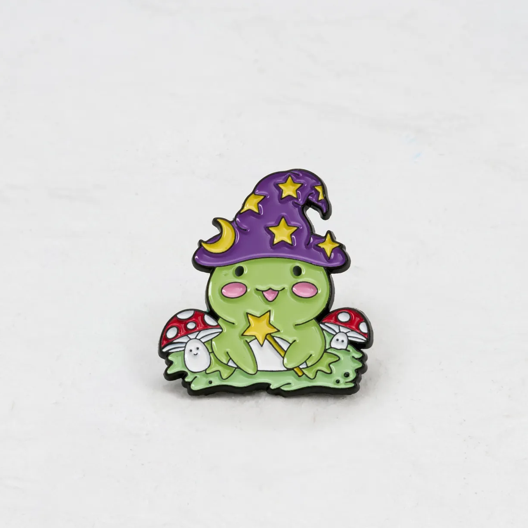 Purplehecate Frog Wizard With Mushrooms Pin