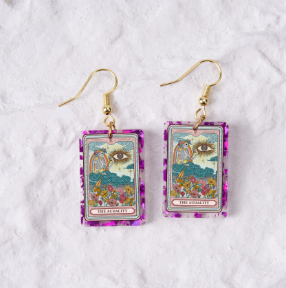 Purplehecate The Audacity Tarot Purple fragments Acrylic Earrings