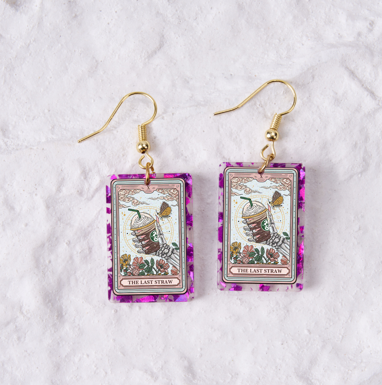 Purplehecate The Last Straw Tarot Purple fragments Acrylic Earrings