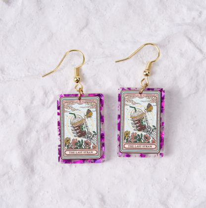 Purplehecate The Last Straw Tarot Purple fragments Acrylic Earrings