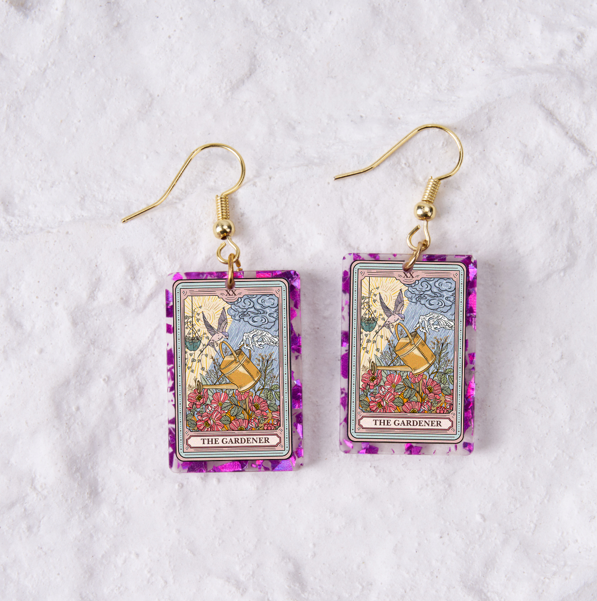 Purplehecate The Gardener Tarot Purple fragments Acrylic Earrings