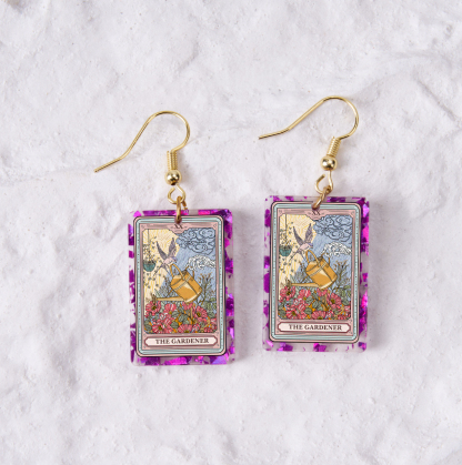 Purplehecate The Gardener Tarot Purple fragments Acrylic Earrings