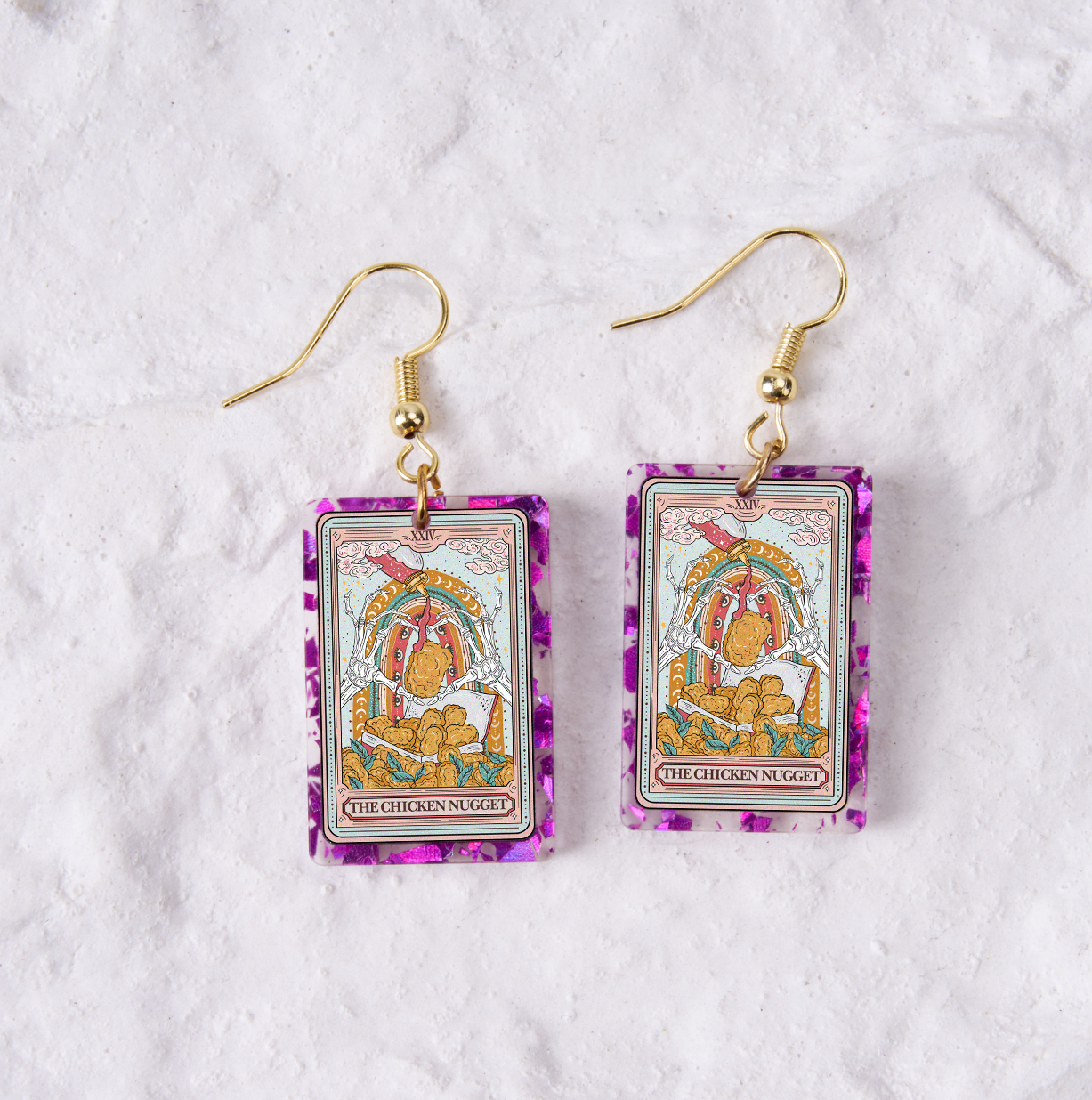 Magic Purplehecate The Chicken Nugget Tarot Purple fragments Acrylic Earrings