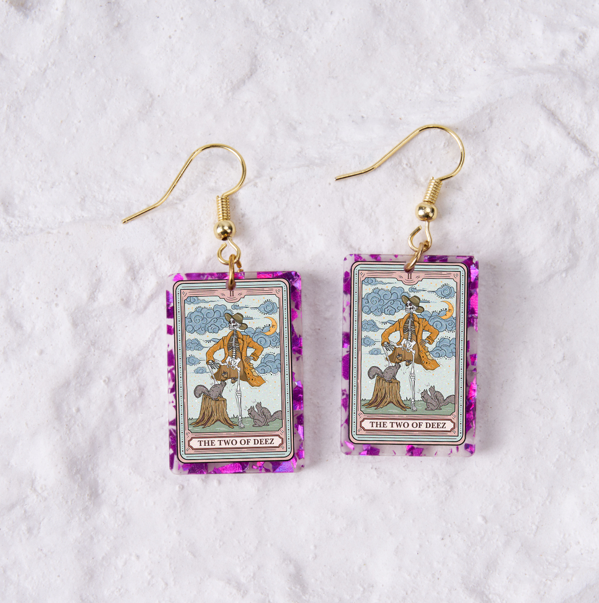 Magic Purplehecate The Two Of Deez Tarot Purple fragments Acrylic Earrings