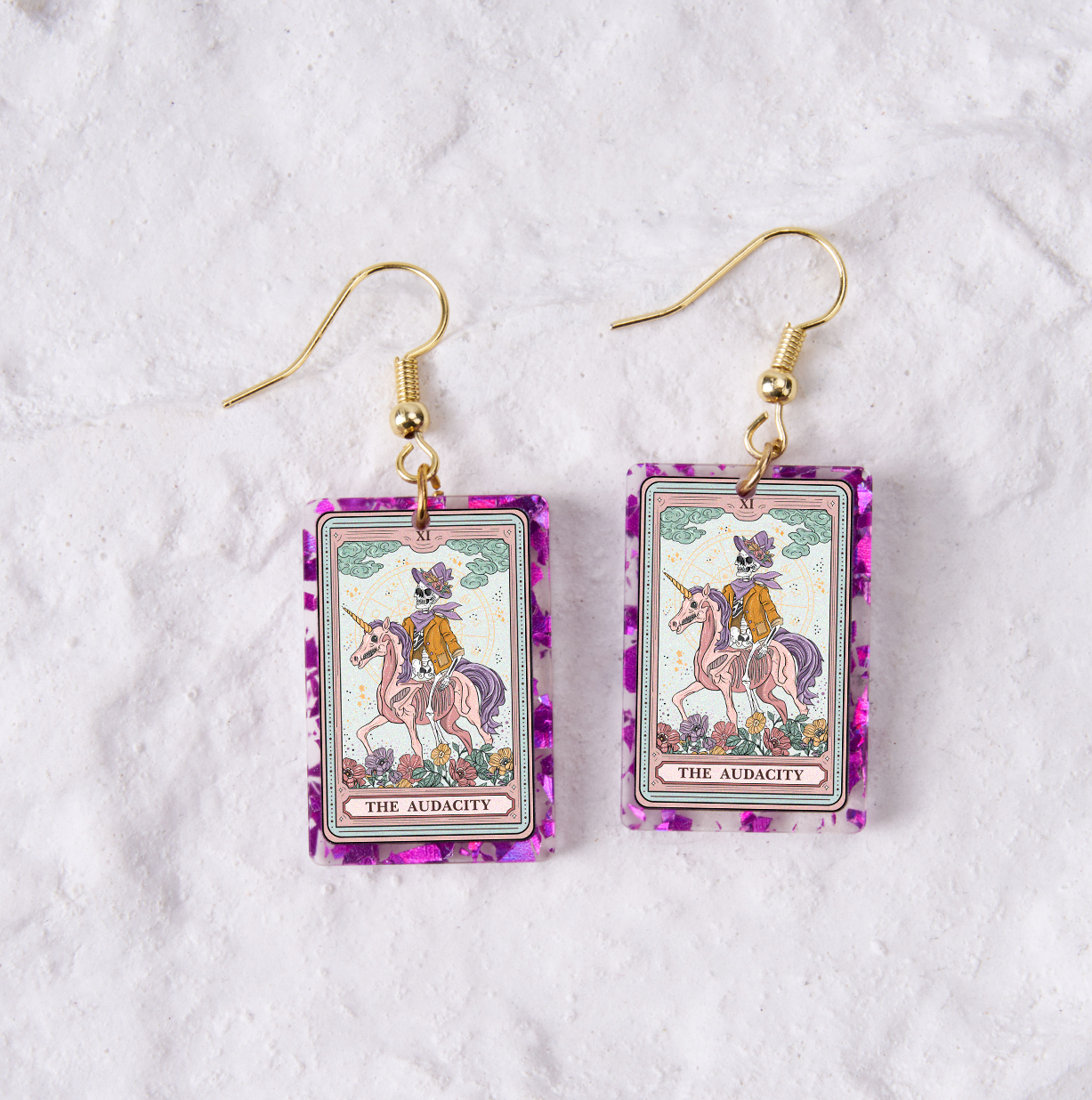 Magic Purplehecate The Audacity Tarot Card Purple fragments Acrylic Earrings