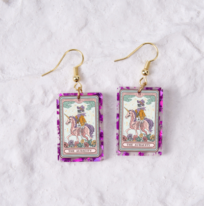 Purplehecate The Audacity Tarot Card Purple fragments Acrylic Earrings