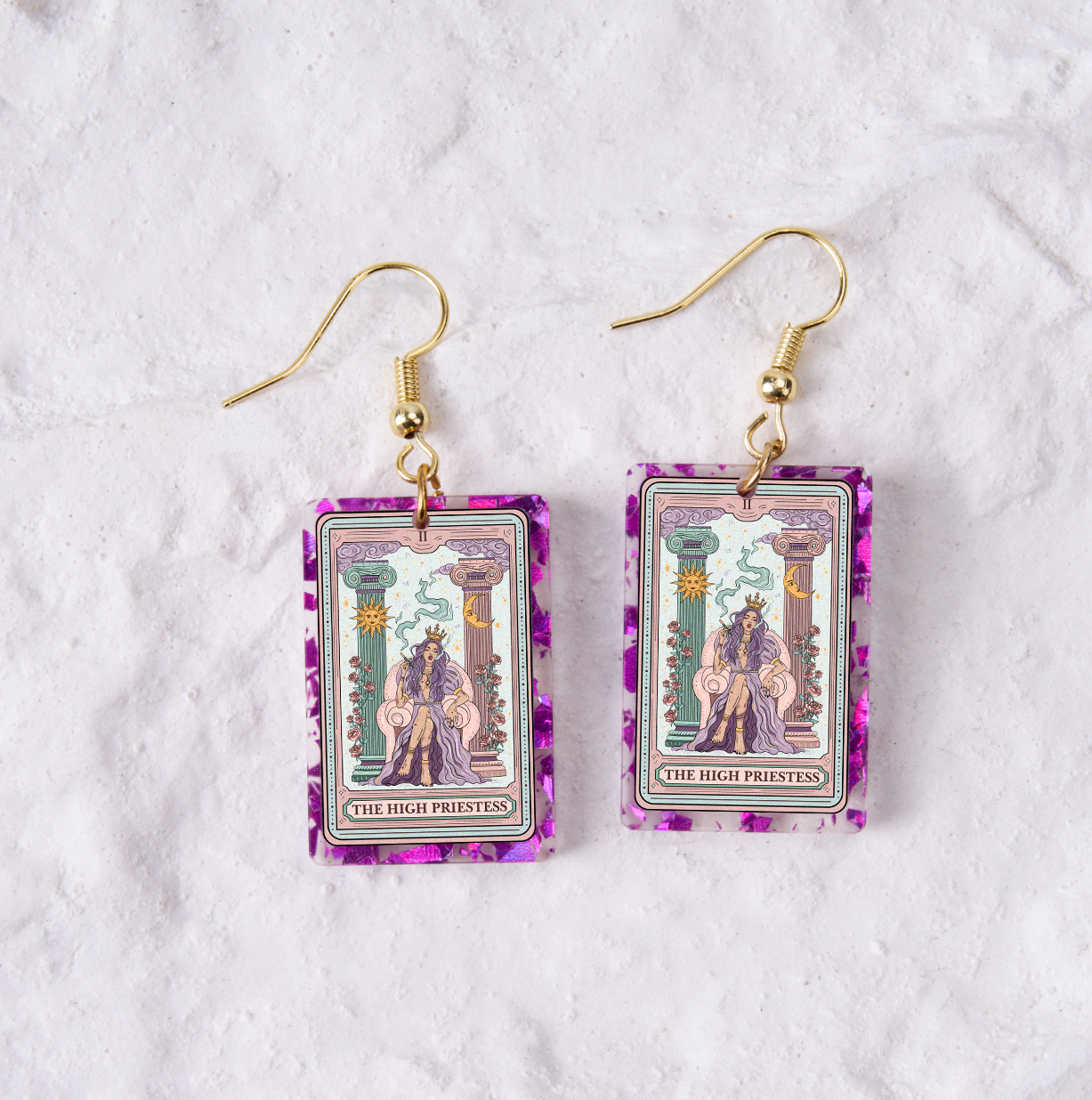 Magic Purplehecate The High Priestess Tarot Card Purple fragments Acrylic Earrings